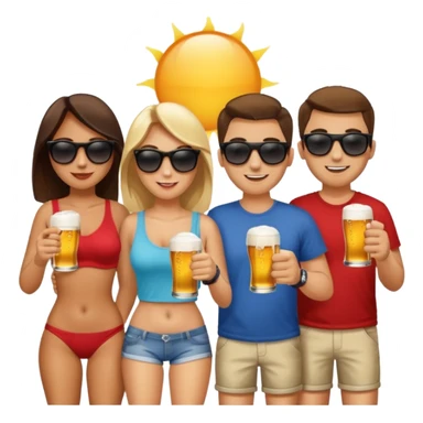 Beach, beer, friends sticker