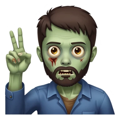 zombie pointing gesture with dark brown hair and short full beard sticker