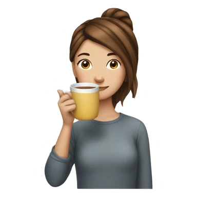 Girl with brwon hair sipping tea sticker