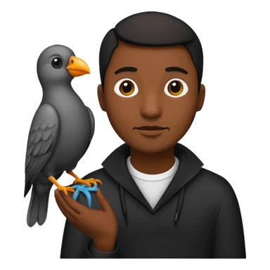 black thsirtbald man with bird sticker