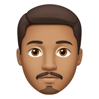 Young man with medium brown skin, mixed-race ethnicity, long dark brown hair with middle part, goatee, mustache, and medium brown eyes, head only sticker