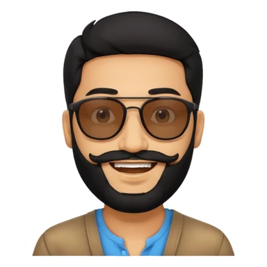 Indian man with  black hair and beard and black sunglasses sticker
