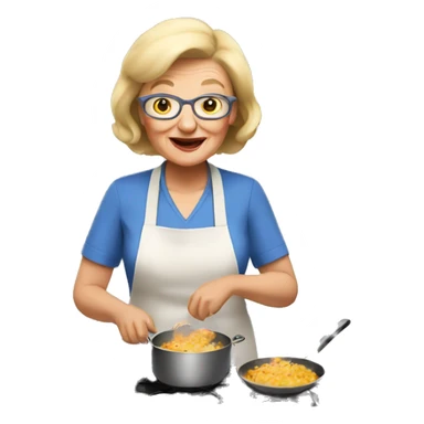 grandma with sort blonde hair cooking sticker