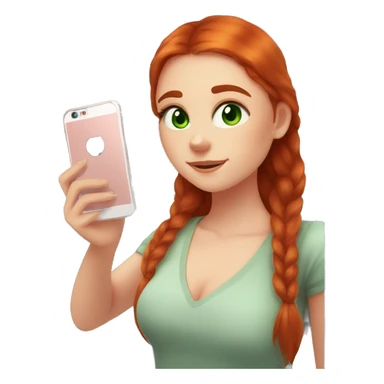 a woman taking a selfie in front of a mirror, a picture, tachisme, she is about 1 6 years old, red hair and large green eyes, discord profile picture, ekaterina sticker