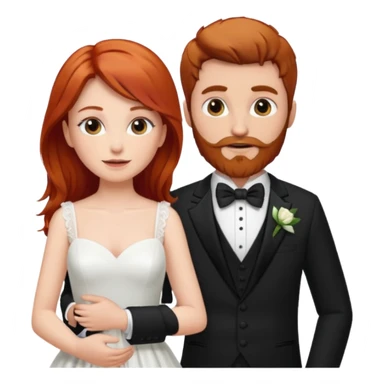 Red hair bride and brown hair groom with beard sticker