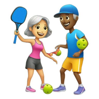 Couple playing pickleball having fun sticker