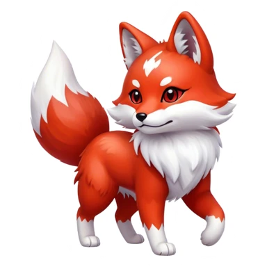 Kitsune walking, red and white sticker