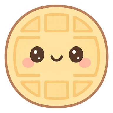 Stranger Things series, kawaii style, Eggo waffle with a cute face sticker