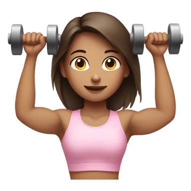 brunette girl lifting weights in light pink  sticker