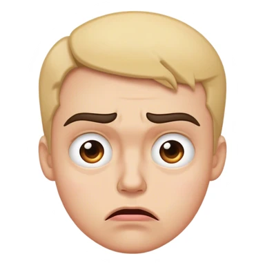 frustrated face, frowned eyebrows, poked out lip sticker