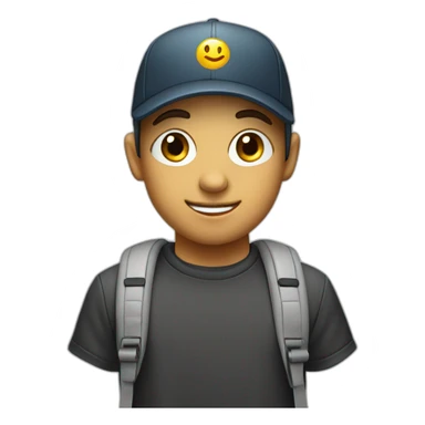 Smart boy with ear buds wear in ears and cap  sticker