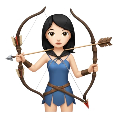 Creami una donna  con capelli neri con un arco sticker