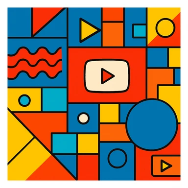 background for a YouTube video, bold and colorful, geometric patterns, subtle video icon elements sticker