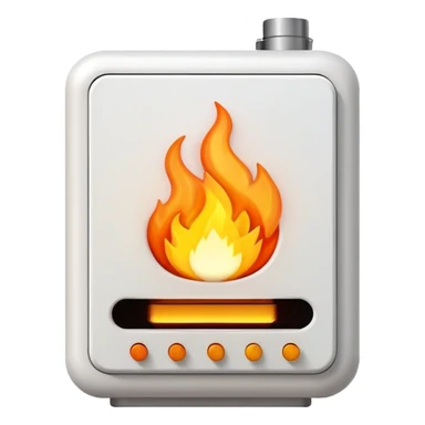 home heating system with flames sticker