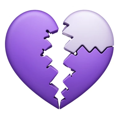 coração quebrado metade branco metade roxo sticker