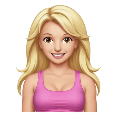 Britney Spears with long blonde hair, pink crop top sticker