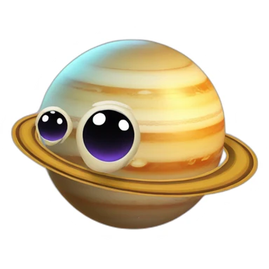 planet Saturn with a cartoon beaming snail face with smiling eyes sticker