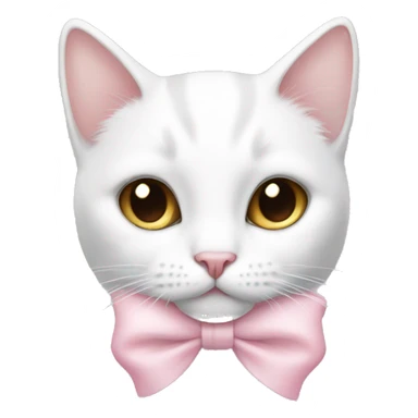 white girly cat with light pink bow on her neck sticker