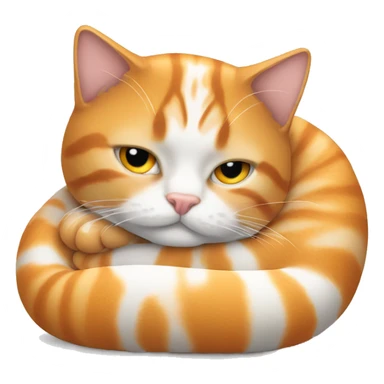Orange and white tabby curled up sticker