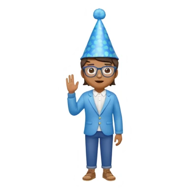 party blue hat bee with glasses full body sticker
