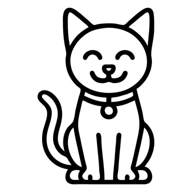 Make the black cat smile, keep the style and no background. sticker