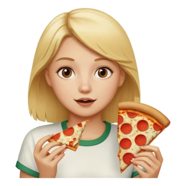 A blonde girl eating pizza sticker