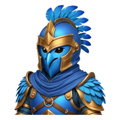 bird warrior with hood, blue sticker