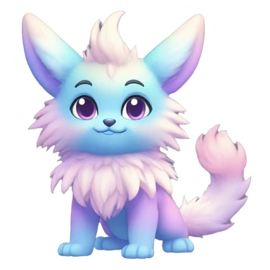 Anthro-Pastel-Gradient-Fantasy-Fur-Sona-Chibi-Shiny-Fakémon-Hybrid full body sticker
