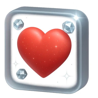 tiny red heart, pastel red enamel, sparkling gems, soft glowing effect, extra glitter accents, matte glass style, frosted glass border sticker