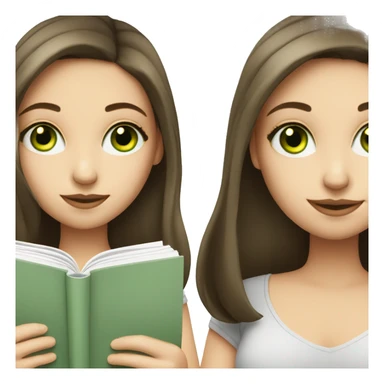 One white brunette girl with green eyes reading  sticker