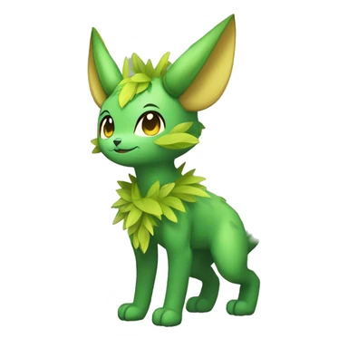 Anthro Shy Shiny Leaves-Grass-Type Fakémon-Sona With Horns Full Body sticker