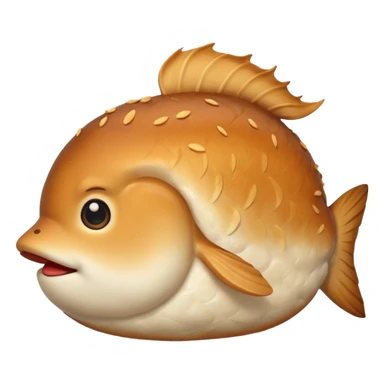 delicous fish-shaped bun like simple emoji for using app with cute bun sticker