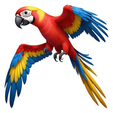 cinematic-macaw-realistic-full-body-standing-emoji,-vibrant-feathers-glowing-with-rich-reds,-blues,-and-yellows,-head-tilted-dramatically,-curved-black-beak-gleaming,-piercing-dark-eyes-exuding-confidence,-simplified-yet-realistic-focused sticker
