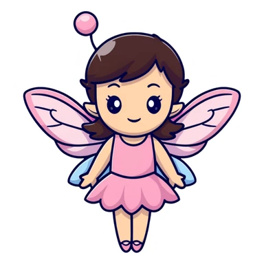 Brunette hair fairy wearing pink  sticker