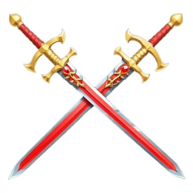 Golden fiery royal two crossed swrods with red gem and golden blade and golden handle sticker