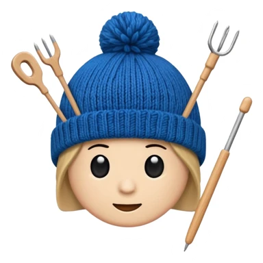  beanie hat with knitting needles sticker