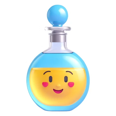 perfume bottle, 3D emoji style, shiny and rounded, realistic glass effect sticker