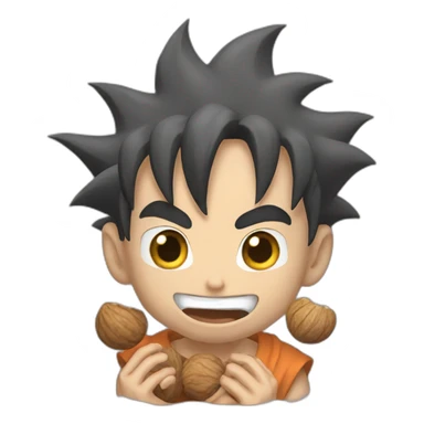 goku holding nuts sticker