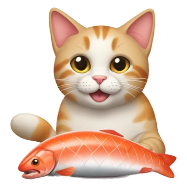 cat grilling salmon  sticker