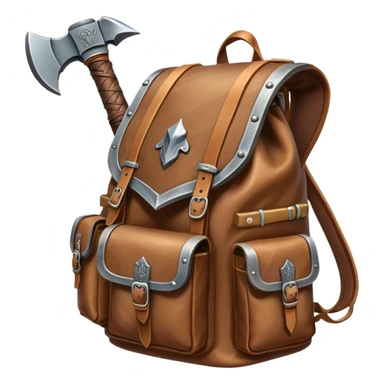 fantasy rpg backpack with axe sticker