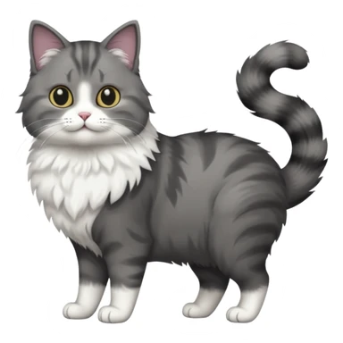 full body half dark grey and half white cat with white front legs sticker