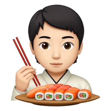 Asian eating sushi sticker