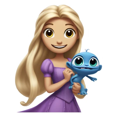 Rapunzel with stitch  sticker