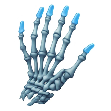 skeleton hand with long blue nails sticker
