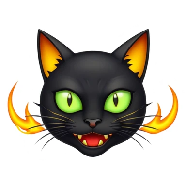 Crazy devil black cat with yellow-green eyes sticker
