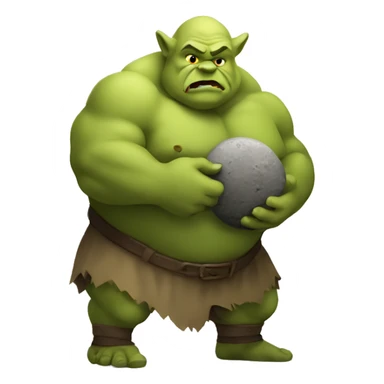 ogre holding round big stone sticker