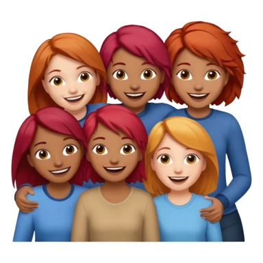 4 inclusive friends (3 girls and 1 man) laughing : 1 man must be brown, 1 girl have to have red hair, an other one must have blond hair and the last one is brown and have brown hair sticker