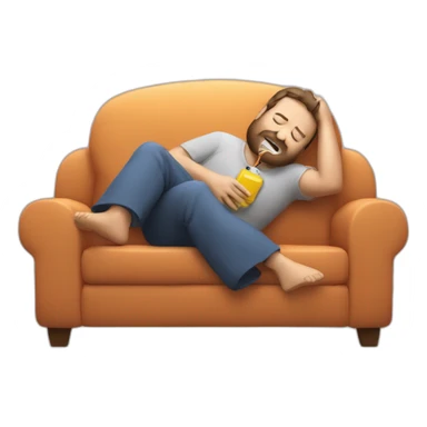 man falling asleep on a sofa with the remote control in his hand sticker