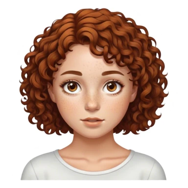 realistic portrait of a girl with short brown curly hair sticker