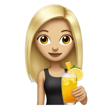 Blonde and straight hair girl sustaining cocktail sticker